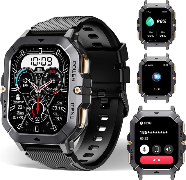 OUKITEL Orologio intelligente da uomo, 1,73 AMOLED Smartwatch da uomo con chiamate, 100 giorni di batteria, cardiofrequenzimetro SpO2, 10 metri impermeabile, monitoraggio del sonno, pedometro, 100