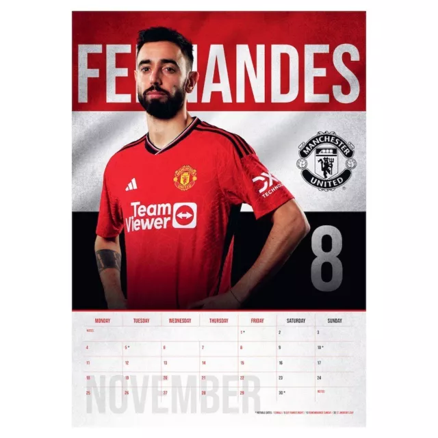 Official Manchester United FC  2024 Calendar Month View A3 Wall Hang Man Utd 3