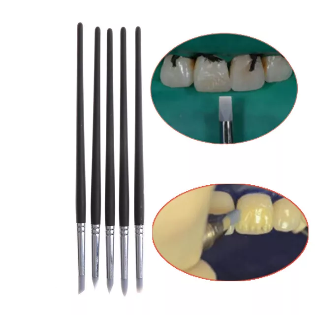 5pcs adhésif dentaire composite ciment dents en porcelaine brosse en silicone