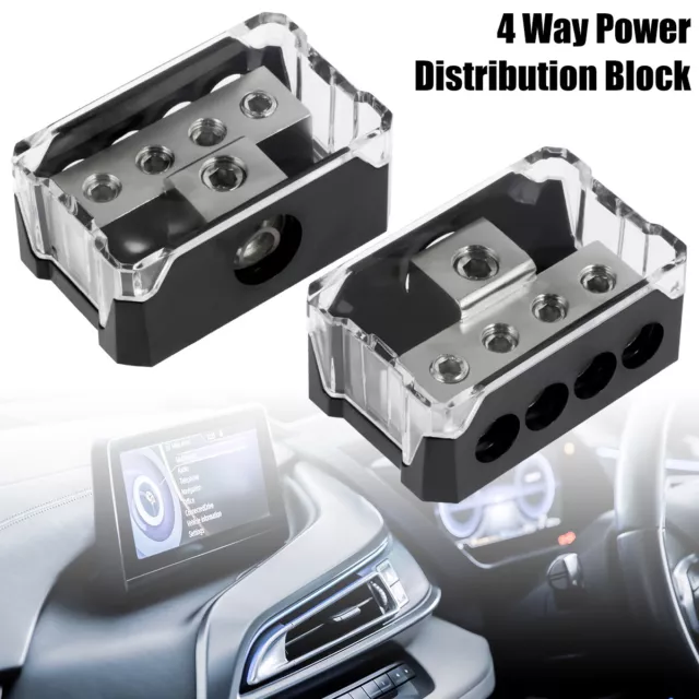 2Pcs 4 Way Power Distribution Block Zinc Alloy Power Ground Amp🧸