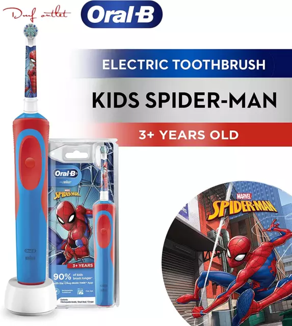 Oral B kids Spiderman Electric Toothbrush soft battery teeth dental care cleaner 3