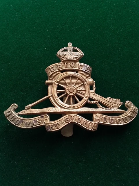 GENUINE WW1 ROYAL Artillery R.A. Brass Cap Badge British Military ...