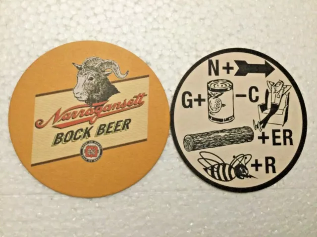 Narragansett Brewery  Bock Beer Rebus Puzzle Coaster Ram Rhode Island  Rare