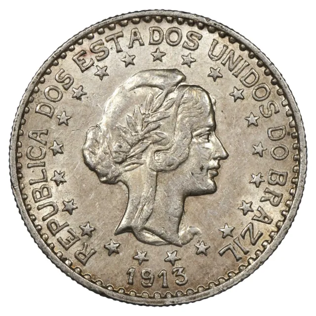 Brasile - 1000 Reis 1913 Repubblica - Argento AU - KM.513 - Moneta Brasiliana