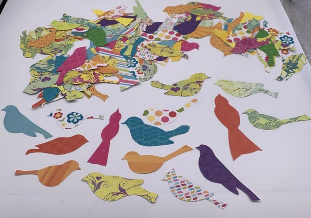 135 Punchies Cortados a Mano Surtido Pájaros Etiquetas de Papel Etiquetas Banderas Decoración ¡DIVERSIÓN!¡!