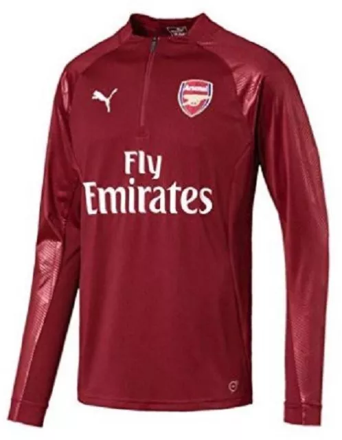 Felpa Allenamento Arsenal Puma Uomo Rossa 1/4 Cerniera Pista Calcio 2017-18