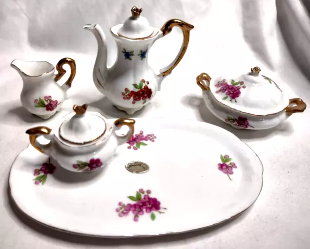 Mini 13-Piece Classic Floral Rose Transferware Porcelain Tea Set - Antique  Reproduction - Schooner Bay Company