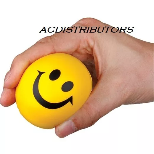 12 Yellow Stress Balls Hand Relief Squeeze Toy Reliever Soft Anti Stress Smiley