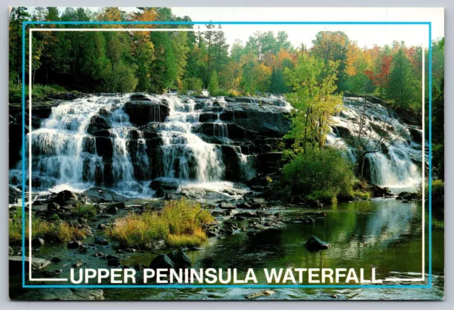 Upper Peninsula Waterfall, Bond Falls, Paulding Michigan MI Continental Postcard