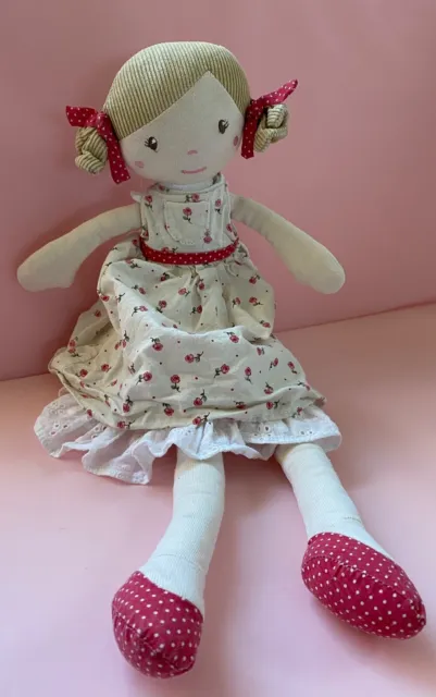 M&S Sweet Ditsy Rose Print Dress Polka Dot Shoe Ragdoll Doll Dolly Plush Toy 18"