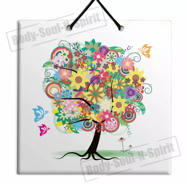 Decorativo Árbol De Vida Artístico Madera Colgante de Pared Azulejo Placa