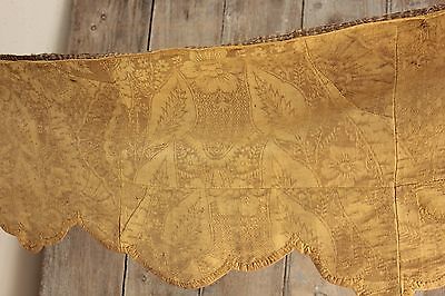 Italian 18th century silk damask valance gold textile Antique early 1700's