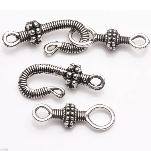 Hot Selling 5Sets Tibetan Silver Snake Hook Clasps Connector Jewelry Findings