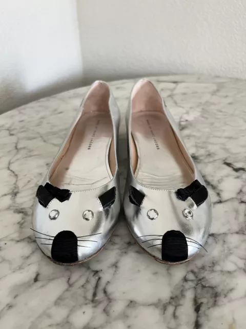 Marc By Marc Jacobs Mouse Ballerina Flats Metallic Silver Size 40 US 10