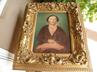 Antique painting w/ very ornate old victorian frame