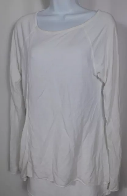 HARD TAIL FOREVER White Scoop Neck Asymmetrical Cotton Sweatshirt Top Sz M