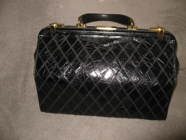 Arztkoffer Arzttasche Reisetasche Weekender Leder Vintage Hebammentasche,Schwarz