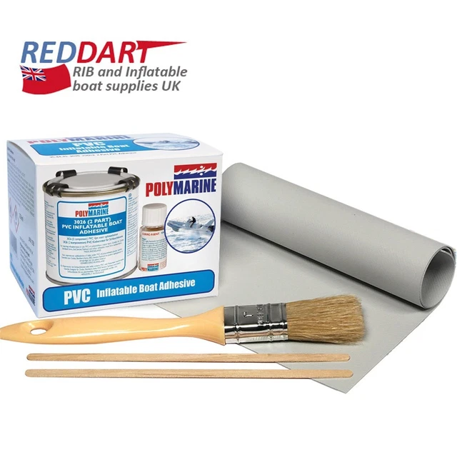 RIB INFLATABLE BOAT Dinghy PVC Repair Kit Glue Adhesive Grey Fabric
