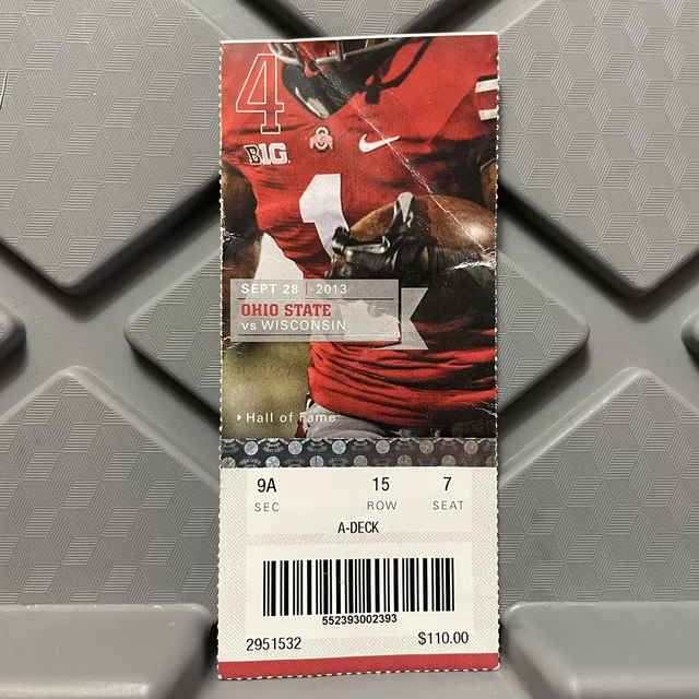 Ohio State Buckeyes Vs Wisconsin NCAA Football Ticket Stub Miller 4 TDs 2013