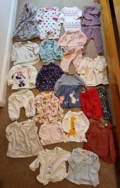 Baby Girl 0-3 months clothes bundle 24 items autumn winter inc fur gilet