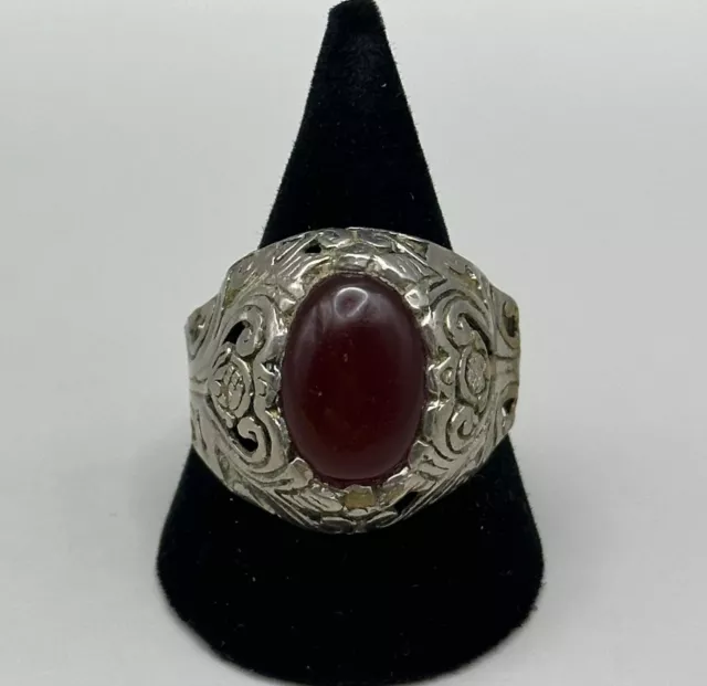 Extremely Ancient Old Bronze Roman Glass Ring Old Amazing Rare Type