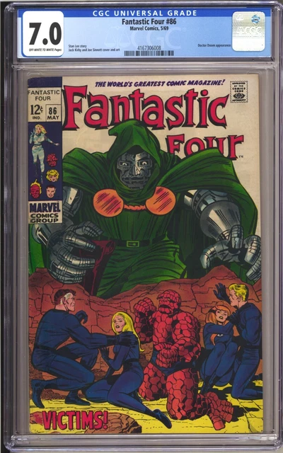 Fantastic Four #86 - CGC 7.0 - OW/W Classic Dr. Doom Cover MCU Marvel
