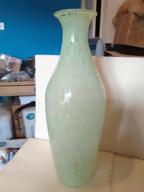Very Tall Murano Style Green Sommerso Glass Vase, In Excellent Condition