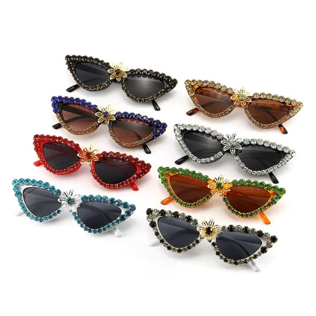 Womens Cat Eye Ladies Sunglasses Bling Party Shades Rhinestone Handmade Glasses