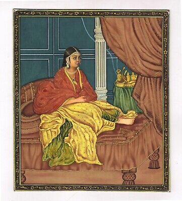 Miniature Portrait Peinture De Moghol Impératrice Fait à la Main Fin Mogul Art