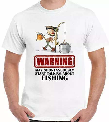 Fishing T-Shirt Fisherman Fish Warning May Start Talking About Mens Funny