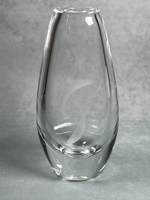 Kosta Boda ~15cm Etched Koi Clear Glass Vase by Vicke Lindstrand (1960's)