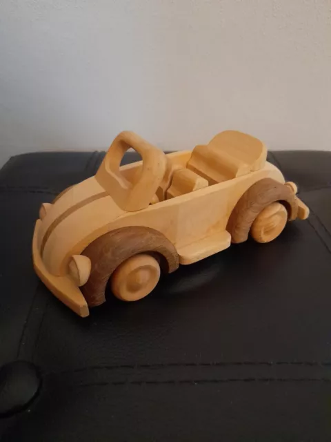 Vintage Wooden Toy Cabriolet Car