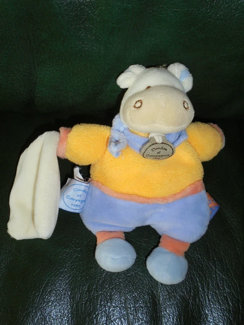 Doudou & Compagnie Ane Cheval Orange Parme Mouchoir Blanc Graines de Doudou