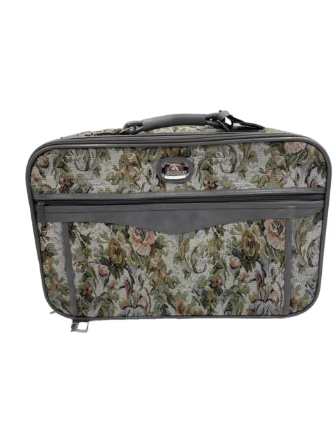 Jordache Suitcase Luggage Traveling Case Leather Floral Flowers - Used Condition