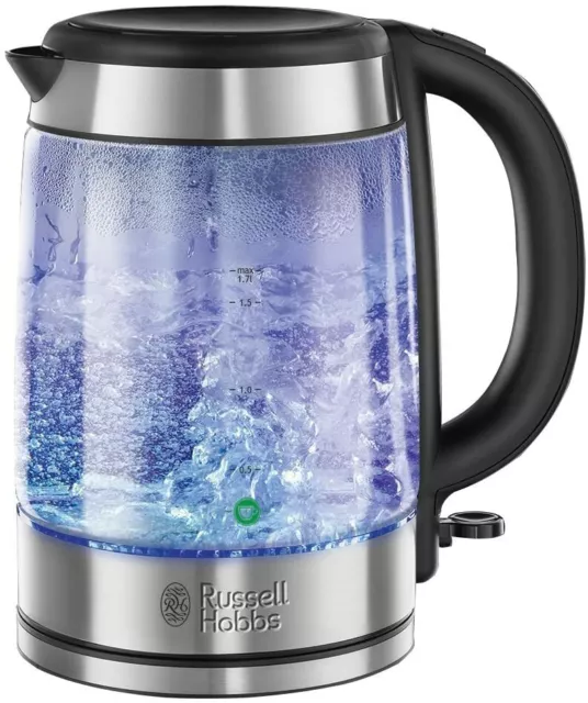 Russell Hobbs 21600-10 Illuminating Glass Kettle, Black, 1.7 Litre, 3000 Watt