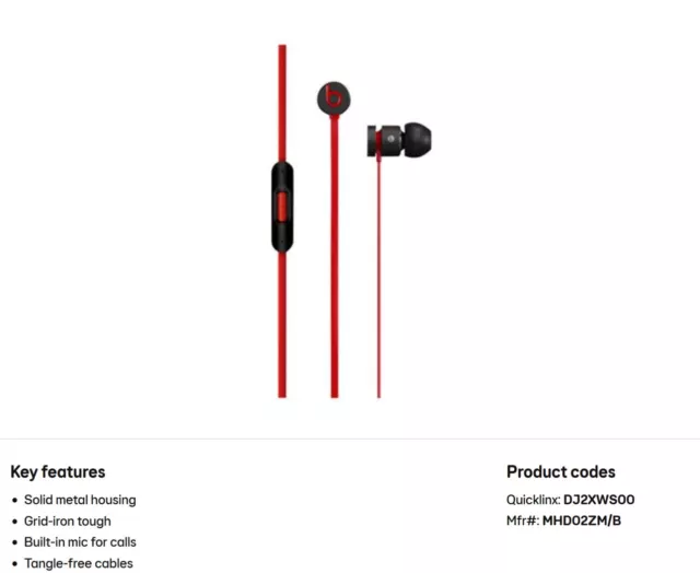 Genuine Beats By Dr Dre urBeats 2.0 In-Ear Earphone Headphones MultiColour