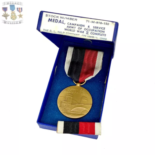 WWII US ARMY OF OCCUPATION SERVICE MEDAL RIBBON BAR BOX WW2 (PRICE FOR 1 Set)