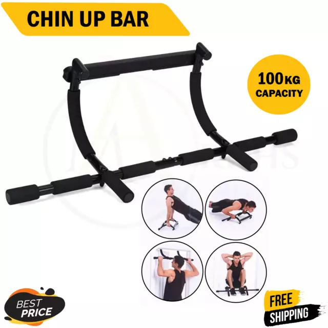 Pull Up Chin Up Bar Doorway Wall Exercise Home Gym Workout Fitness Abs Portable