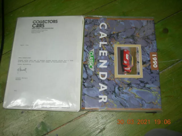 Classic And Sportcar-  Calendario 1990-  + 4 Foto Auto Da Collezione