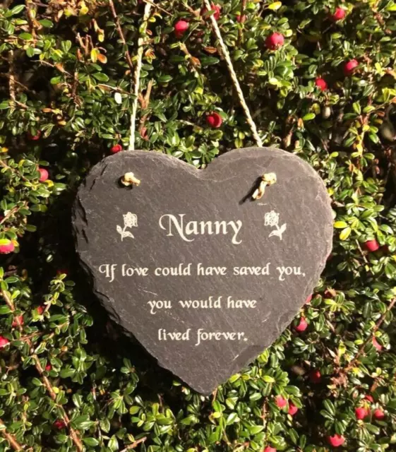 Targa appesa pennarello cuore ardesia memoriale tomba personalizzata - mamma papà qualsiasi nome