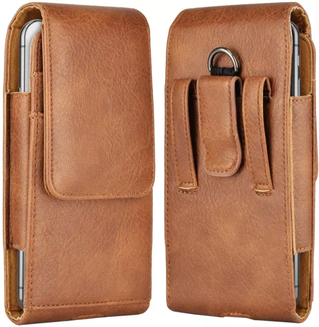 Cell Phone Holster Pouch Leather Wallet Case With Belt Clip for iPhone Samsung