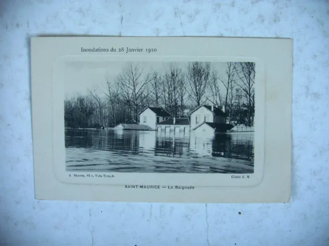 CPA SAINT MAURICE la baignade inondations 28 janvier 1910