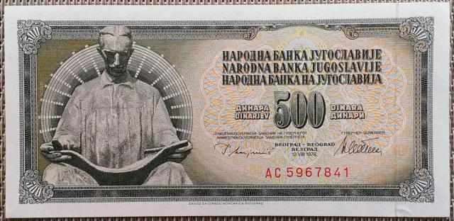 500 Dinara Banknote, Geldschein Jugoslawien 1978, UNC