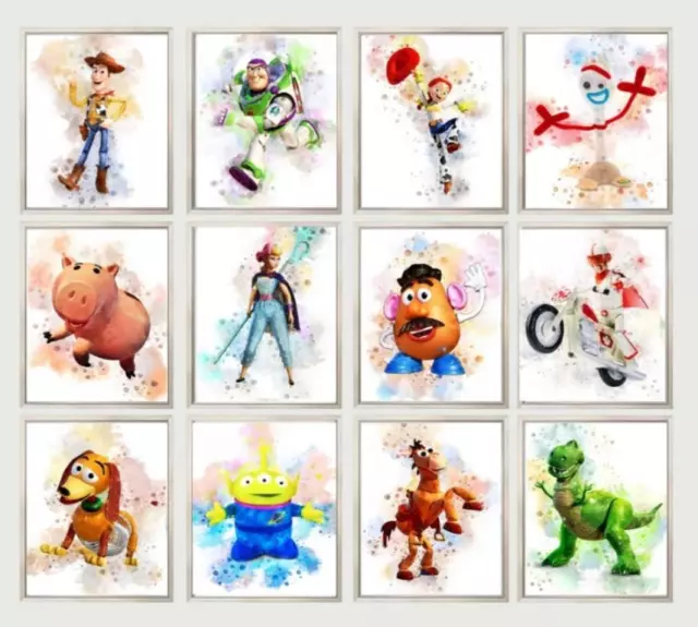Disney Toy Story Drucke Mädchen/Jungen Zimmer Baby Aquarell Bilder Wanddekor