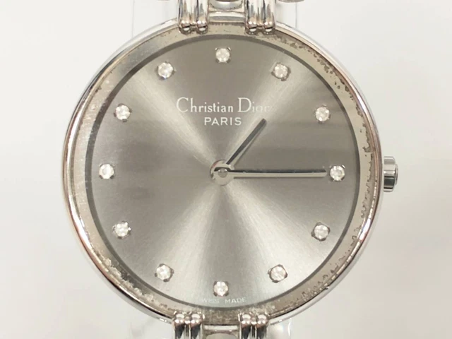 Christian Dior Baguilla D44-120 Ladies used watch quartz 2needles gray with box