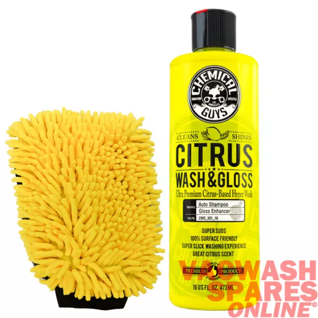 Chemical Guys Citrus Wash And Gloss - Premium Car Auto Wash Shampoo Suds - Shine