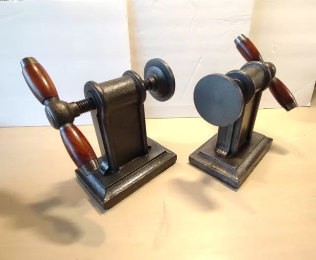 Rare - Restoration Hardware Industrial Design Cast Iron Vise Book Ends Bookends