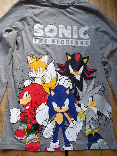 SONIC THE HEDGEHOG Tails Knuckles Shadow Silver Grey Long Sleeve Top 12 ...