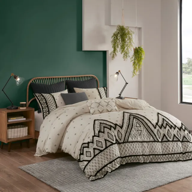 INK+IVY Marta 3 Piece Flax and Cotton Blended Duvet Cover Set