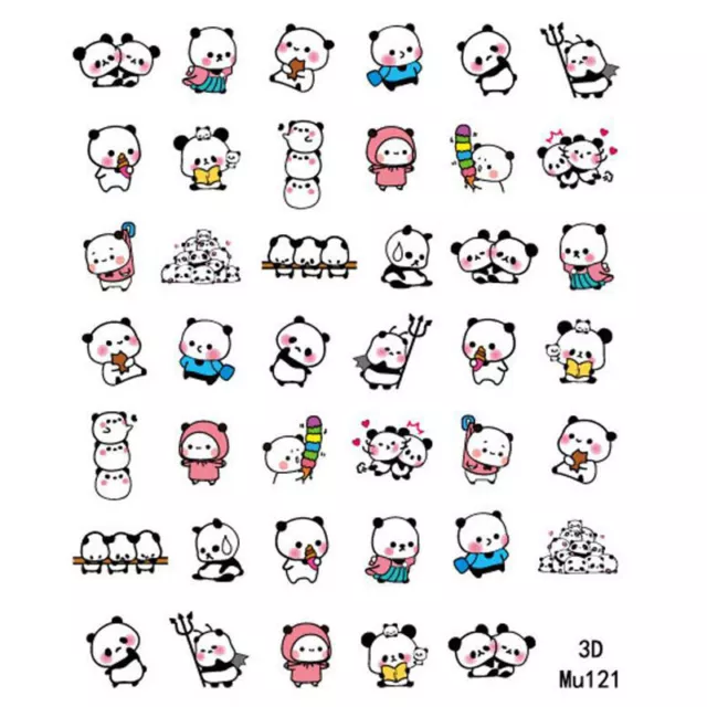 1Pcs Cartoon New Embossed Panda Nail Stickers Art Stickers Nail Art Decoration